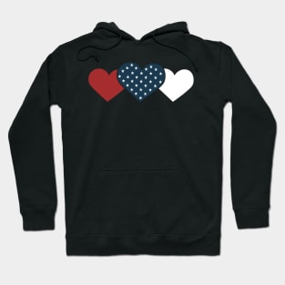 American Flag Valentine's Day Hearts 4th of July Hoodie